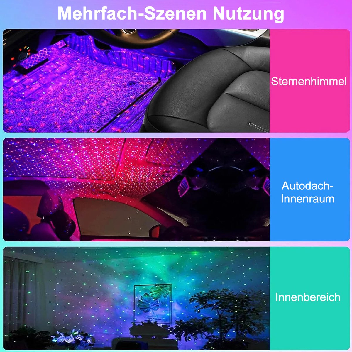 🚗 Trådlös RGB-stämningsbelysning för bilar | Musiksynkronisering | USB-strömförsörjning | Fjärrkontroll