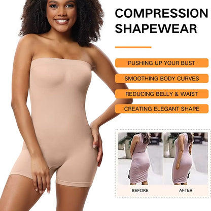 Strapless Tummy Control Bodysuit with Breast Support and Buttocks Lifting