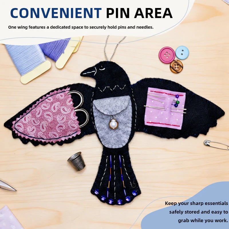 🧵✨🖤“Raven's Keepsake – Guardian of Stitches”– Keep Needles & Scissors Organized with Magical Style! 🐦🔮