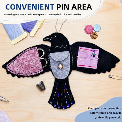 🧵✨🖤“Raven's Keepsake – Guardian of Stitches”– Keep Needles & Scissors Organized with Magical Style! 🐦🔮