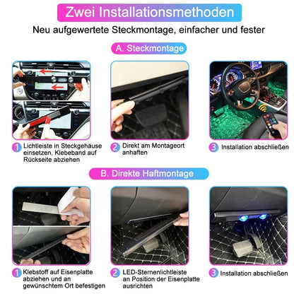 🚗 Trådlös RGB-stämningsbelysning för bilar | Musiksynkronisering | USB-strömförsörjning | Fjärrkontroll