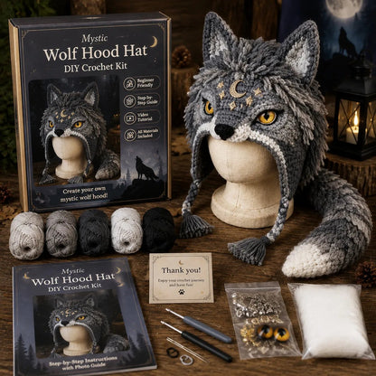 🐉✨ Gör-det-själv-virkningssats för fantasyhuva | Mjukt premiumgarn med steg-för-steg-instruktion | Bärbar karaktärshuva 🧶🎭✨3% rabattkod: NOR3