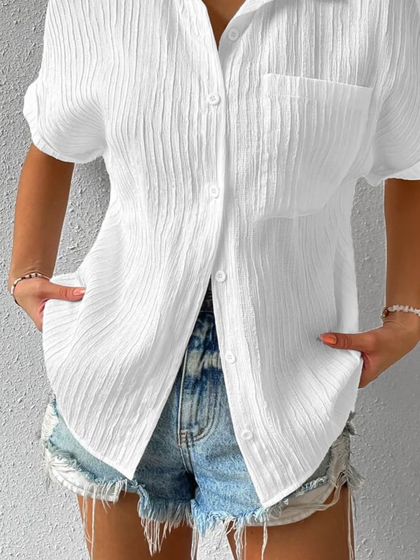 🔥🎁Nyhet 50 % RABATT🔥Skjorta Krage Casual Knäppt Lös Blus