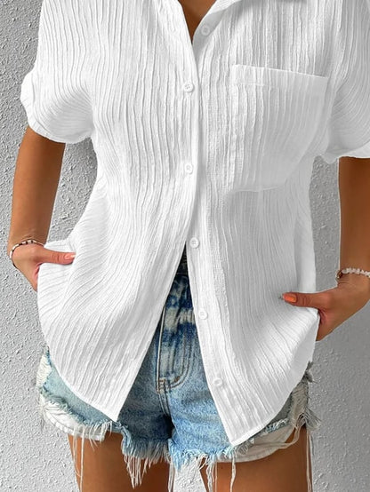 🔥🎁Nyhet 50 % RABATT🔥Skjorta Krage Casual Knäppt Lös Blus