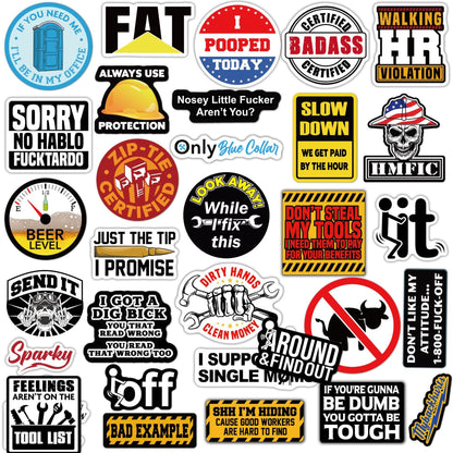 🔥 🔥150Pcs Blue Collar Funny Stickers 👷‍♂️