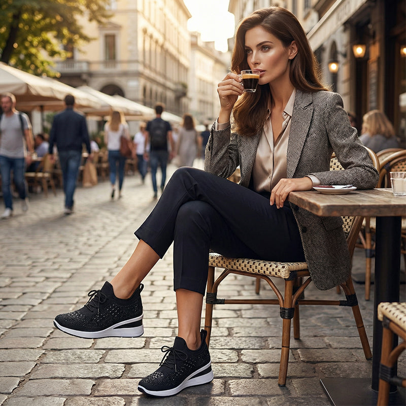 🔥Sista dagen-kampanj 50 % RABATT – Casual dammode, andningsbara korrigering sneakers med strassdekoration