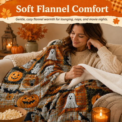 ⏳SISTA DAGEN REA 50%🎃Halloween flanellfilt med lapptäcke✨3% rabattkod: NOR3