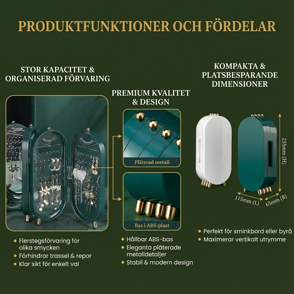 Elegant Smyckesförvaringslåda med Spegel
