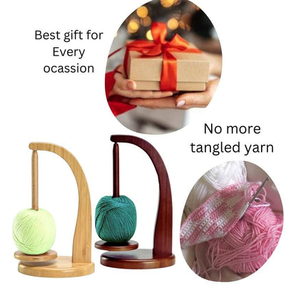 Wooden Yarn Winder with Magnetic Attachment Stable Base for Knitting & Crochet Projects