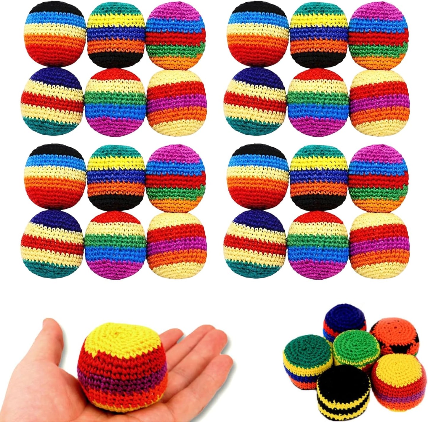 Hacky Balls, Handmade Knitted Footbag Sack 2026 Upgraded Assorted Foot Bag