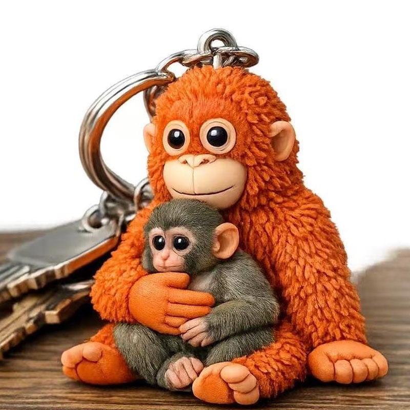 Monkey Hugging Monkey Acrylic Keychain -Gift For Family, Friends, Loved Ones--2D akrylmaterial