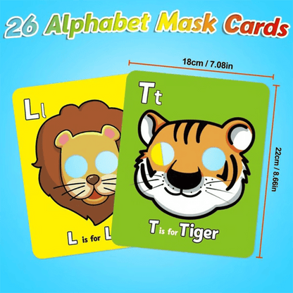 ✨🔥26 Pcs Alphabet ABC Flash Cards with Animal Masks
