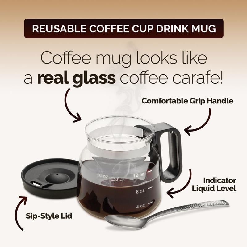 💕💖☕ 16 Oz Glass Coffee Mug – Coffee Pot Style