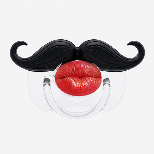 👶😜 Bebisnapp med röda läppar och mustasch – rolig fotorekvisita för söta bebisbilder!