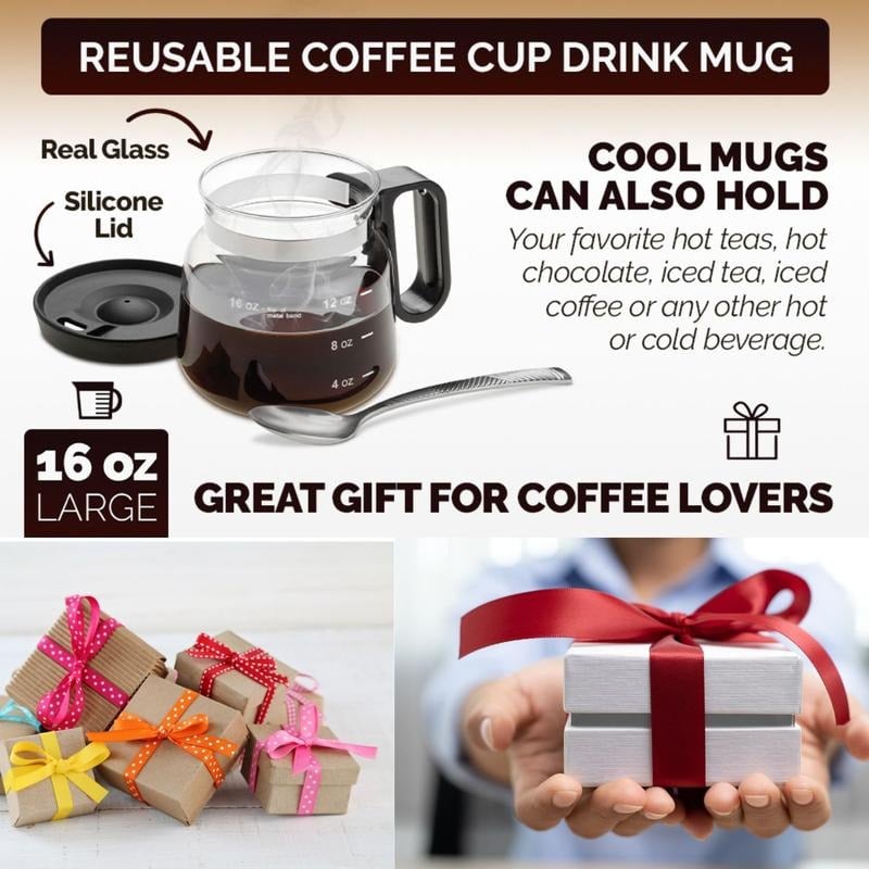 💕💖☕ 16 Oz Glass Coffee Mug – Coffee Pot Style