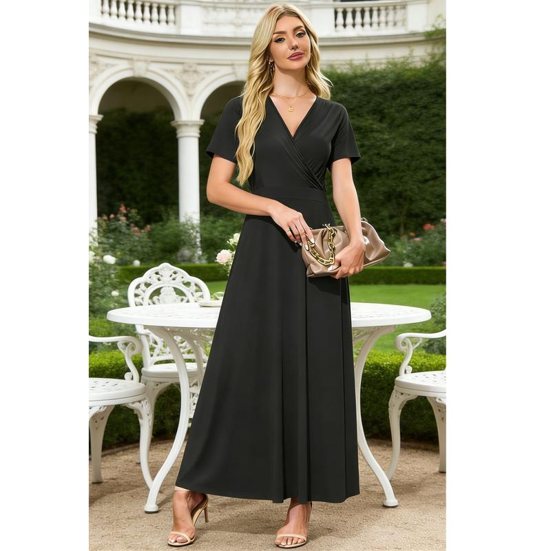 👗2026 Sommarrea 49% RABATT🌈 Dam V-ringad ankellång blommig strandklänning med fickor🎀