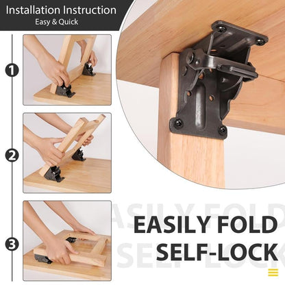 Heavy-Duty Folding Table Leg Brackets with Self-Locking Hinges