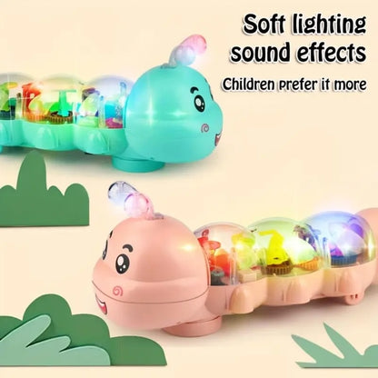 Crawling Toy, Caterpillar Design Tummy Time Toy with Light & Music Musical Light Up