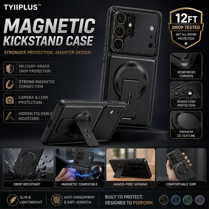 Magnetiskt kickstand-telefonskal för S-serien – Stöttåligt slankt skal med kameraskydd och dolt stativ