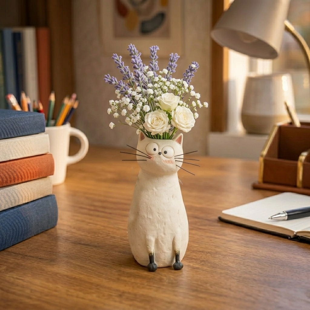 🔥 😻Handcrafted Quirky Cat Vase