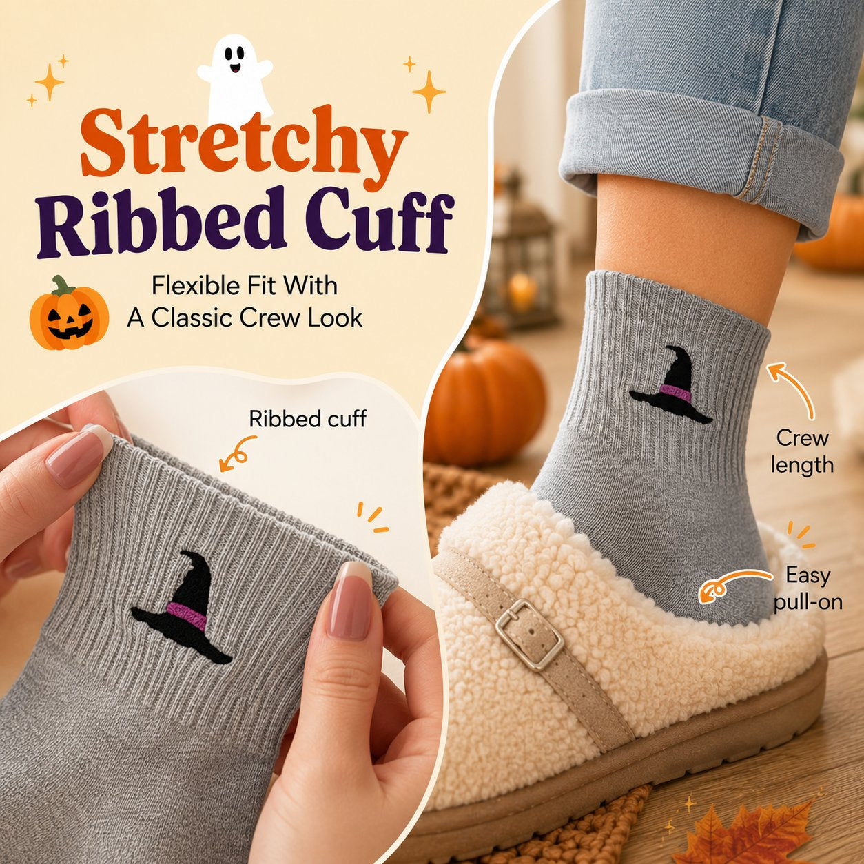 Halloweenbroderade strumpor✨3% rabattkod: NOR3