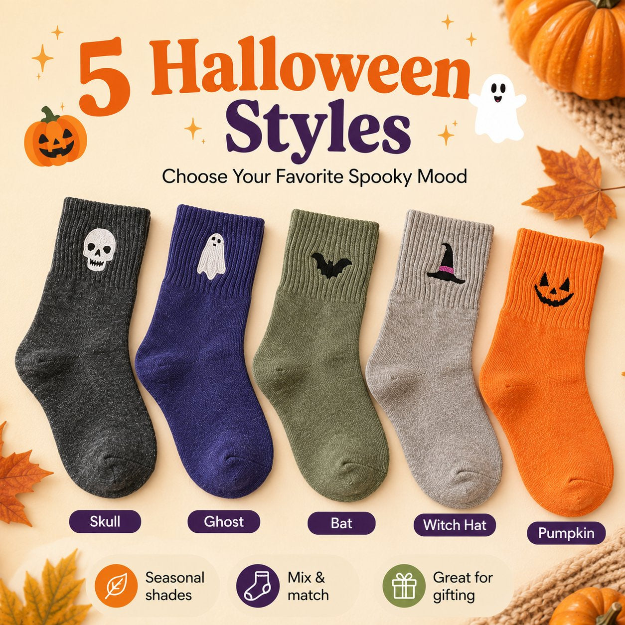 Halloweenbroderade strumpor✨3% rabattkod: NOR3