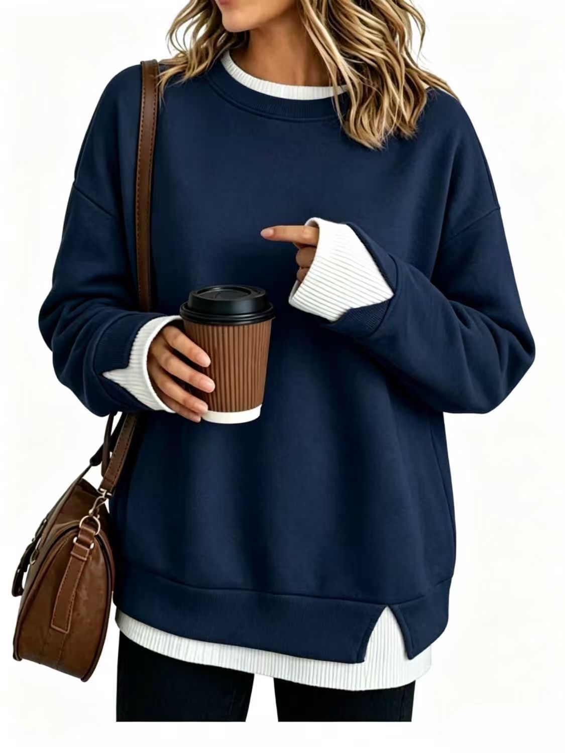 🍁Höstrea 50% RABATT!👚Lös fusk-tvådelad sweatshirt för dam✨3% rabattkod: NOR3