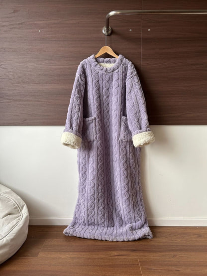 💟En varm present🎀Vinterkläder i korallrosa sammet🔥