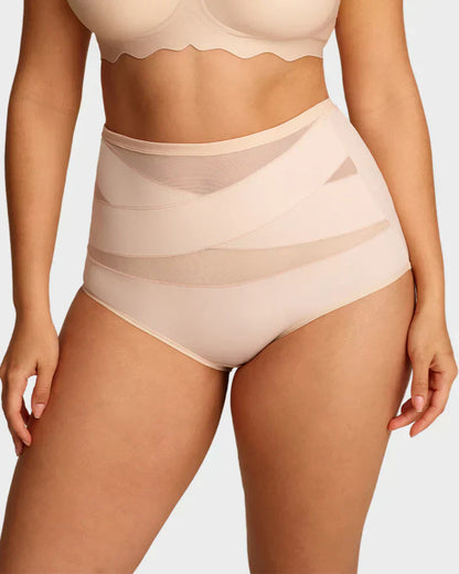 🌸Sista dagen - Köp 1 få 3-pack✨Plus-Size trosor med hög midja och korsade magkontroller
