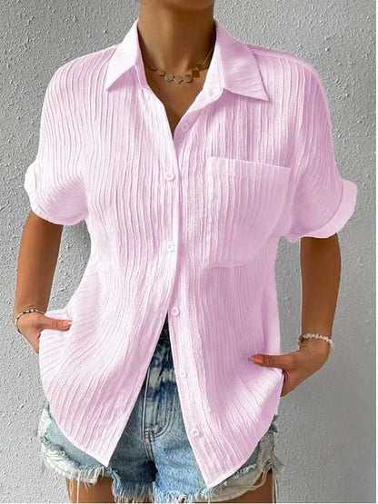 🔥🎁Nyhet 50 % RABATT🔥Skjorta Krage Casual Knäppt Lös Blus