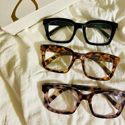 🔥Hot Sale-✨👓3 Pack Tortoiseshell Reading Glasses – Blue Light Blocking Oversized Square Readers