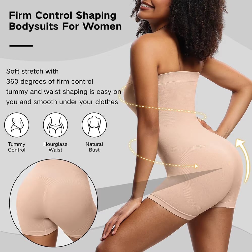 Strapless Tummy Control Bodysuit with Breast Support and Buttocks Lifting
