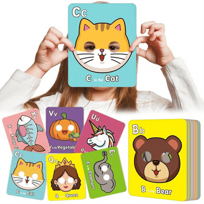 ✨🔥26 Pcs Alphabet ABC Flash Cards with Animal Masks