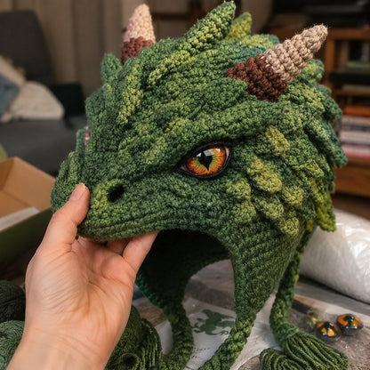 🐉✨ Gör-det-själv-virkningssats för fantasyhuva | Mjukt premiumgarn med steg-för-steg-instruktion | Bärbar karaktärshuva 🧶🎭✨3% rabattkod: NOR3