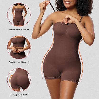 Strapless Tummy Control Bodysuit with Breast Support and Buttocks Lifting