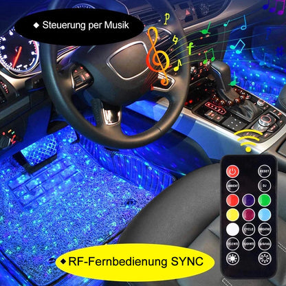 🚗 Trådlös RGB-stämningsbelysning för bilar | Musiksynkronisering | USB-strömförsörjning | Fjärrkontroll