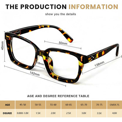 🔥Hot Sale-✨👓3 Pack Tortoiseshell Reading Glasses – Blue Light Blocking Oversized Square Readers