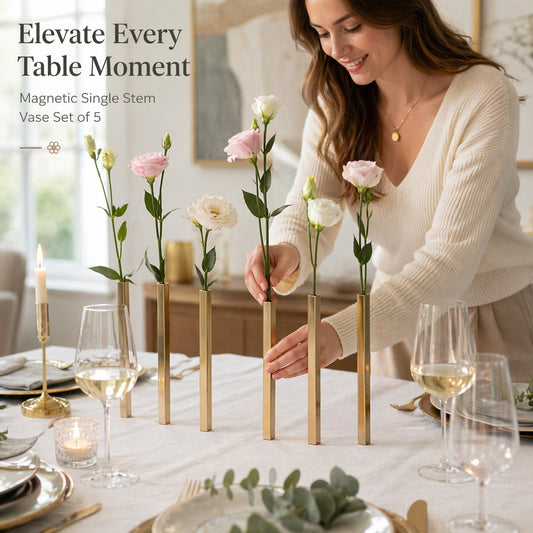 ✨ Magnetisk elegant vas med en fot, set om 5 – Dold magnetisk bordsdekoration