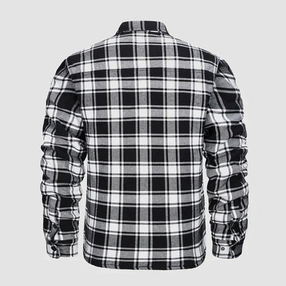 Flanellskjortjacka för män Långärmad quiltad fodrad rutig kappa Button down tjocka ytterkläder för vintern