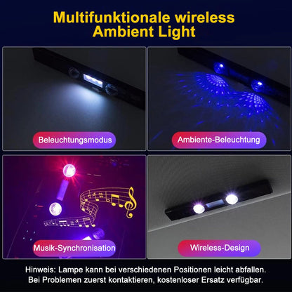 🚗 Trådlös RGB-stämningsbelysning för bilar | Musiksynkronisering | USB-strömförsörjning | Fjärrkontroll