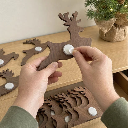 🎄 3D-upplyst trären för juldekoration (12-pack)🦌 Varm bakgrundsbelyst Peel & Stick-entréglöd ✨
