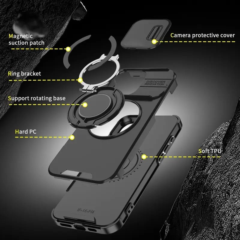 Mobilskal med glidande kameraskydd för iPhone 17 16 15 14 13 12 Pro Max