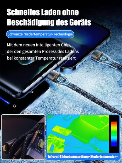 Transparent, självlysande 3-i-1-datakabel med laddningsfunktion