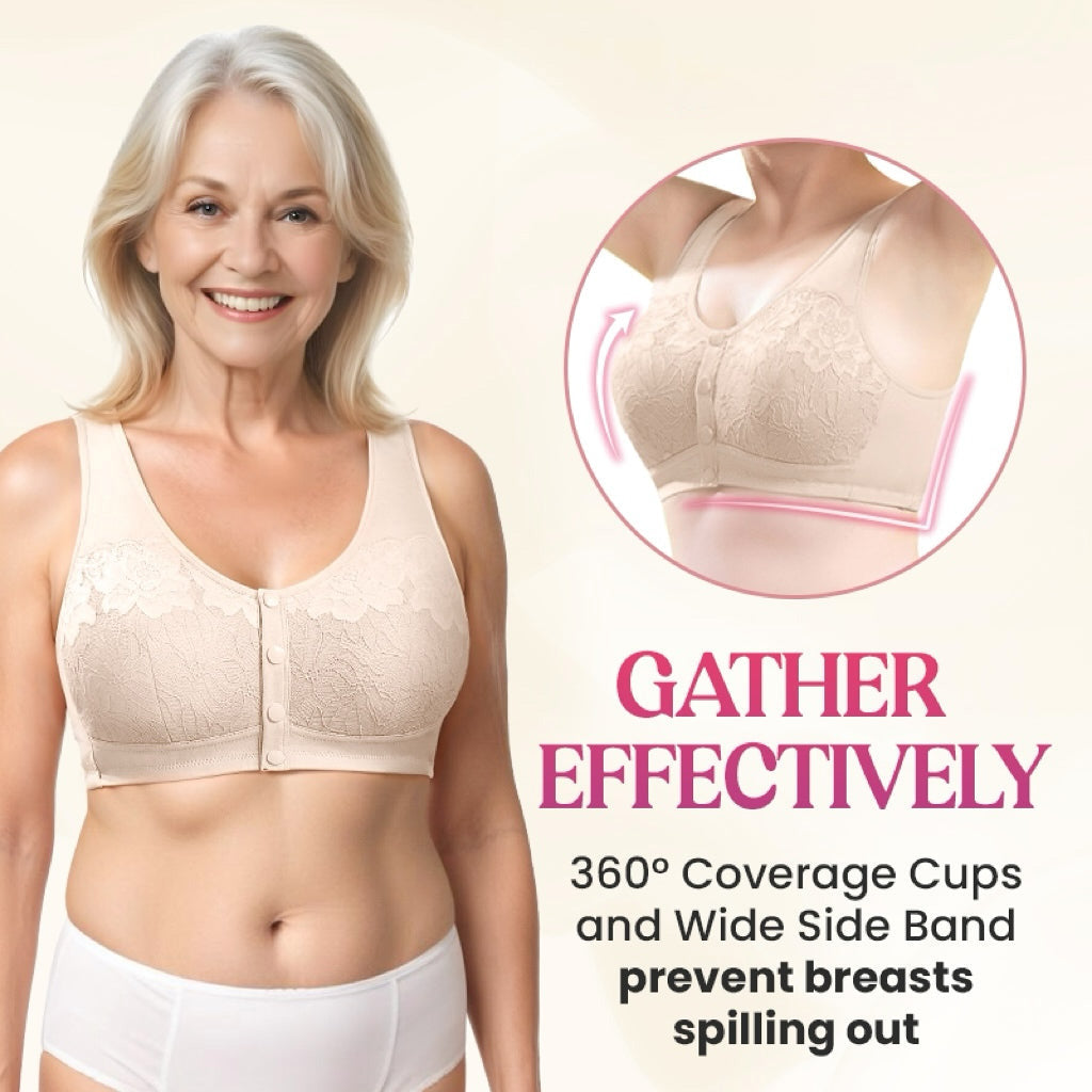 Bekväm, formande bh utan bygel med knäppning framtill