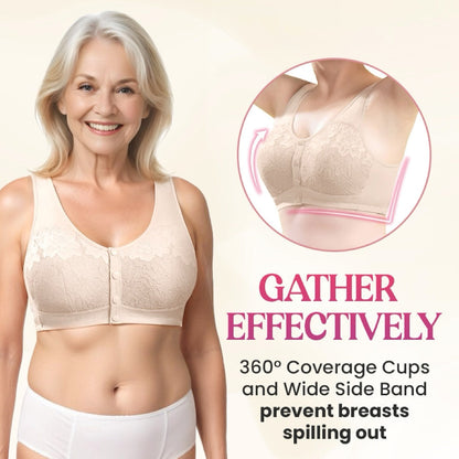 Bekväm, formande bh utan bygel med knäppning framtill