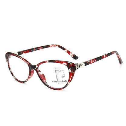 CAT EYE WITH PEARL HINGE PROGRESSIVE MULTIFOCAL READING GLASSES