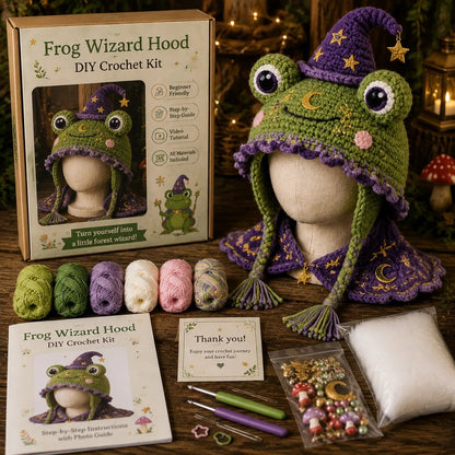 🐉✨ Gör-det-själv-virkningssats för fantasyhuva | Mjukt premiumgarn med steg-för-steg-instruktion | Bärbar karaktärshuva 🧶🎭✨3% rabattkod: NOR3