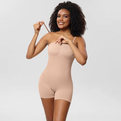 Strapless Tummy Control Bodysuit with Breast Support and Buttocks Lifting