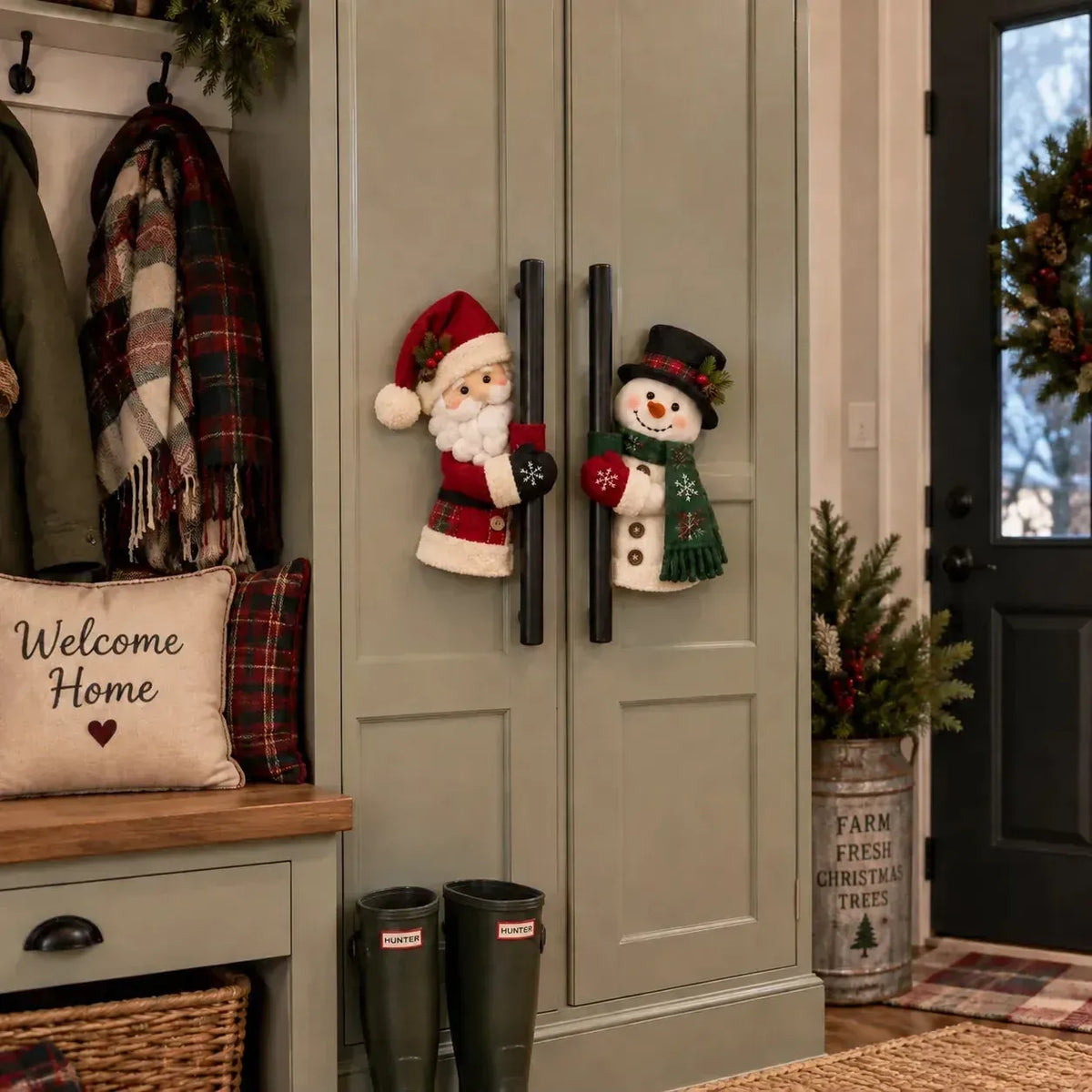☃️🎅Juliga handtagsomfamnare med jultomte och snögubbe