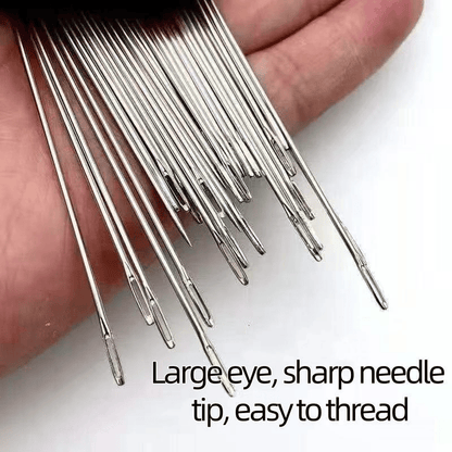 [34PCS Big Eye Steel Needles Set]Long & Thin Handmade Quilting & Sewing Needles Kit for DIY Sewing Projects